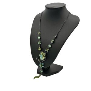 Floral Spider Necklace Gothic Fairy Dark Academia Statement‎ Pendant Black Green